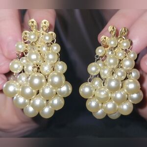 Vintage Pearl Costume Jewelry Clip-On Earrings